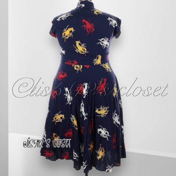 Trashy Diva Crawfish Zip Front Marie Rockabilly Pinup Dress & Belt Sz 24 - Picture 6 of 15